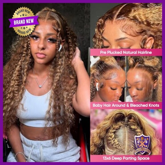 30 Inch Human Hair Wig 13x6 Lace Front Deep Wave 200 Density Pre Plucked main image 5